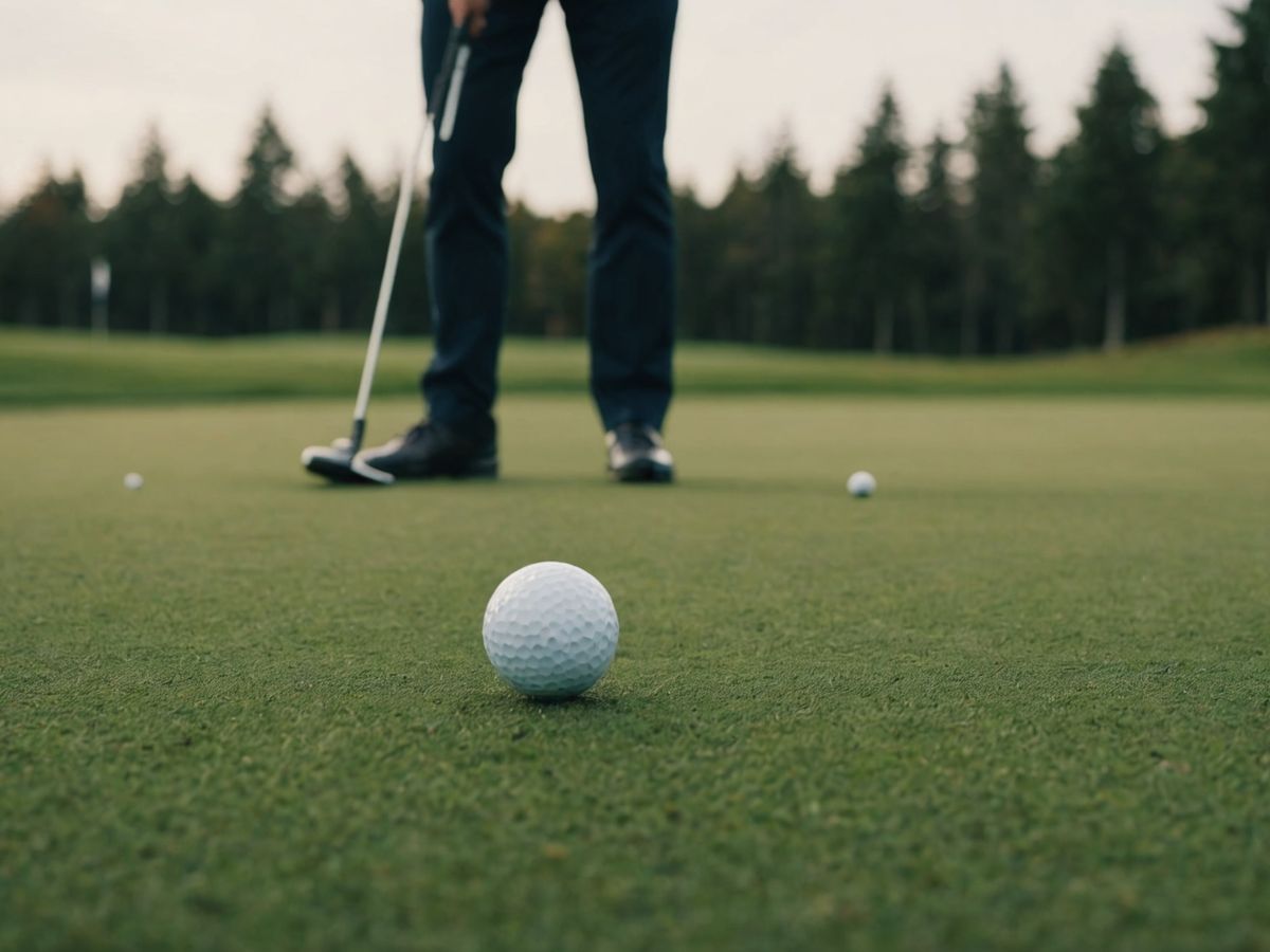 Golfspiller øver putting på grøn puttingbane