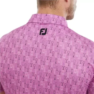 FJ Lisle Glass Print Self Collar Polo - Orchid