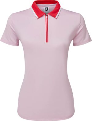 Footjoy Colour Block Cap Sleeve Dame Poloshirt - Pink/Red - Str. XS