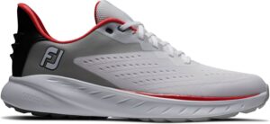 Footjoy Flex XP (2023) Vandtætte Herre Golfsko Uden Spikes - White/Black/Red - Str. 40 1/2 Normal