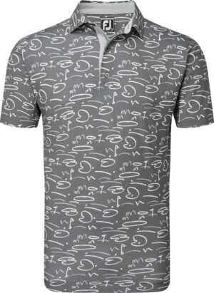 Footjoy Golf Course Doodle Herre Poloshirt - Gravel - Str. S