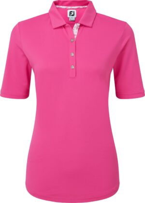 Footjoy Half Sleeve Solid Pique Dame Poloshirt - Hot Pink - Str. L