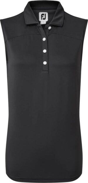 Footjoy Mesh Back Solid Lisle Dame Poloshirt Uden Ærmer - Black - Str. L