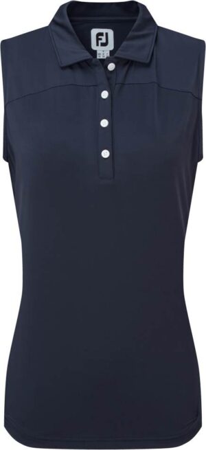 Footjoy Mesh Back Solid Lisle Dame Poloshirt Uden Ærmer - Navy - Str. L