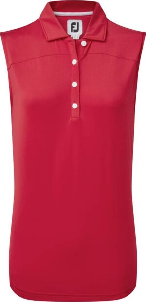 Footjoy Mesh Back Solid Lisle Dame Poloshirt Uden Ærmer - Red - Str. L