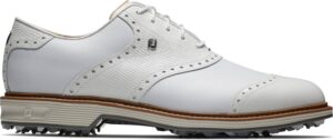 Footjoy Premiere Series Wilcox Vandtætte Herre Golfsko Med Spikes - White/White/Light Grey - Str. 46 Normal