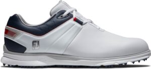 Footjoy Pro SL (2022) Vandtætte Herre Golfsko Uden Spikes - White/Navy/Red - Str. 40 1/2 Normal