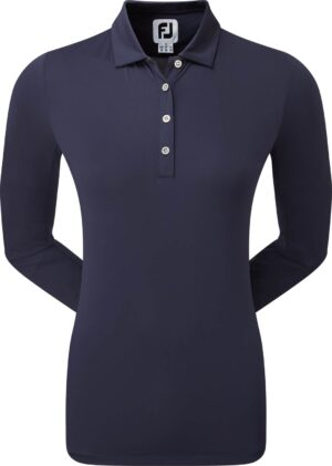 Footjoy Sun Protection Jersey Knit Dame Poloshirt Langærmet - Navy - Str. L