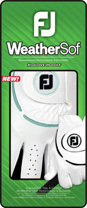 Footjoy Weathersof (2024) Syntetisk Dame Golfhandske - White/Sea Glass - Venstre - Str. L