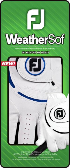 Footjoy Weathersof (2024) Syntetisk Herre Golfhandske - White/Blue - Venstre - Str. L