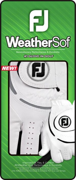 Footjoy Weathersof (2024) Syntetisk Herre Golfhandske - White/Grey - Venstre - Str. L