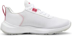 Puma Fusion Crush Sport Vandtætte Drenge Golfsko Uden Spikes - Puma White/Garnet Rose - Str. 34 Normal