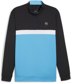 Puma Pure Colorblock (2024) Herre Pullover - Puma Black/Aqua Blue - Str. S